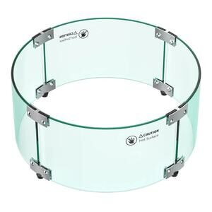 Skyflame 17" Round Fire Pit Glass Wind Guard – Tempered Glass Shield